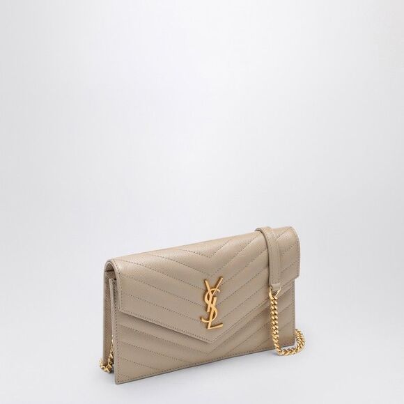 Saint Laurent Cassandre Dark Beige Envelope Chain Clutch Bag - Picture 3 of 6